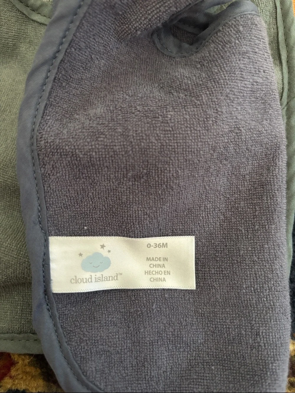 7 Cloud Island Gray, Olive, and Gold Terry Baby Bibs - Soft Everyday Set